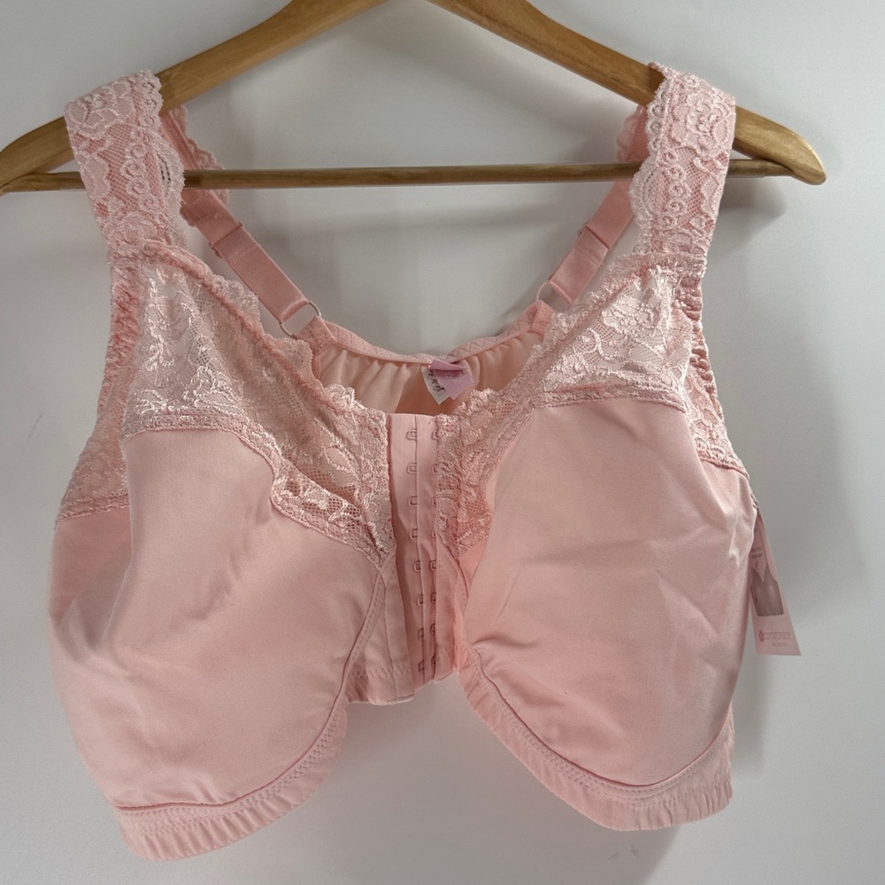 Comfort Choice light pink gel strap lace detail bra XL